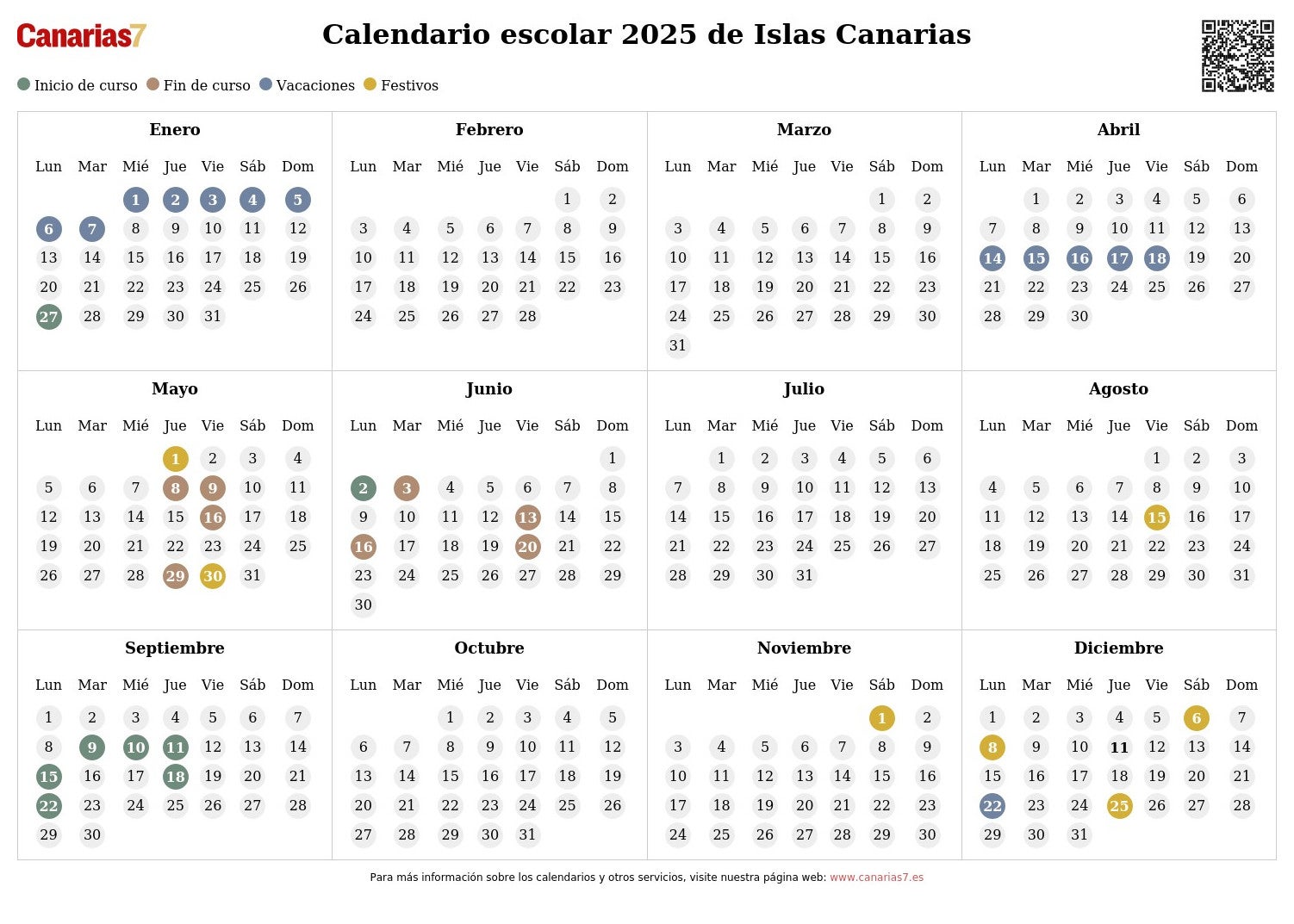 Canarias calendario escolar 2025
