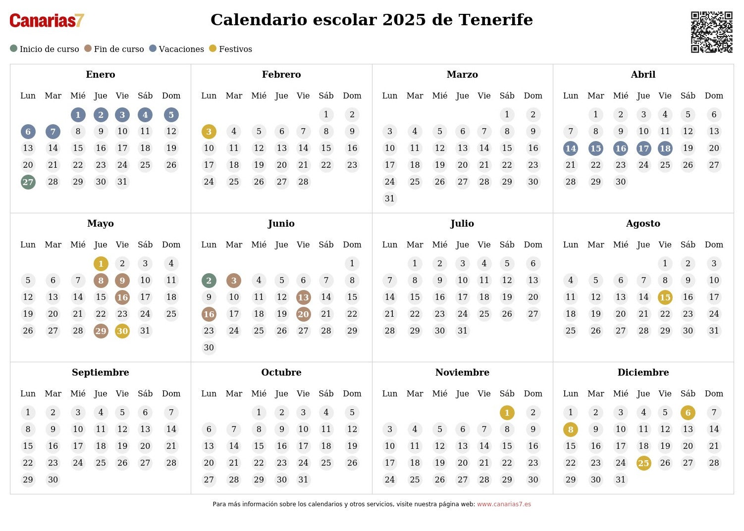 Calendario escolar 2025 tenerife 2