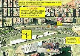 Cierra el carril de acceso a Albareda desde la calle Gran Canaria
