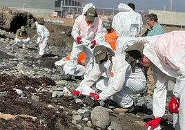Sin rastro de la mancha de fuel en el mar: la limpieza sigue piedra a piedra en la costa