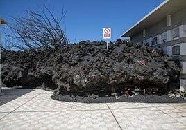 Flores en Las Manchas para una tumba de lava