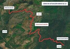 El Cabildo cierra la carretera entre Cueva Corcho y Pinos de Gáldar para realizar obras