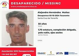 Alertan de la desaparición de Alejandro Hernández Muñoz en Tenerife