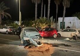 Dos heridos graves en Teguise tras un accidente con vuelco que acabó arrollando a una mujer