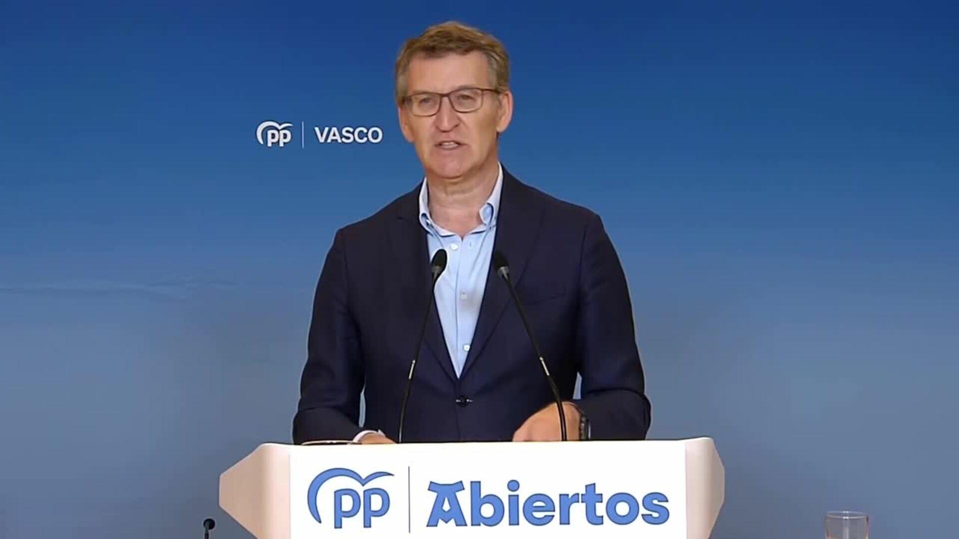 Feijóo avisa de que las políticas nacionalistas perjudican a la actividad económica vasca