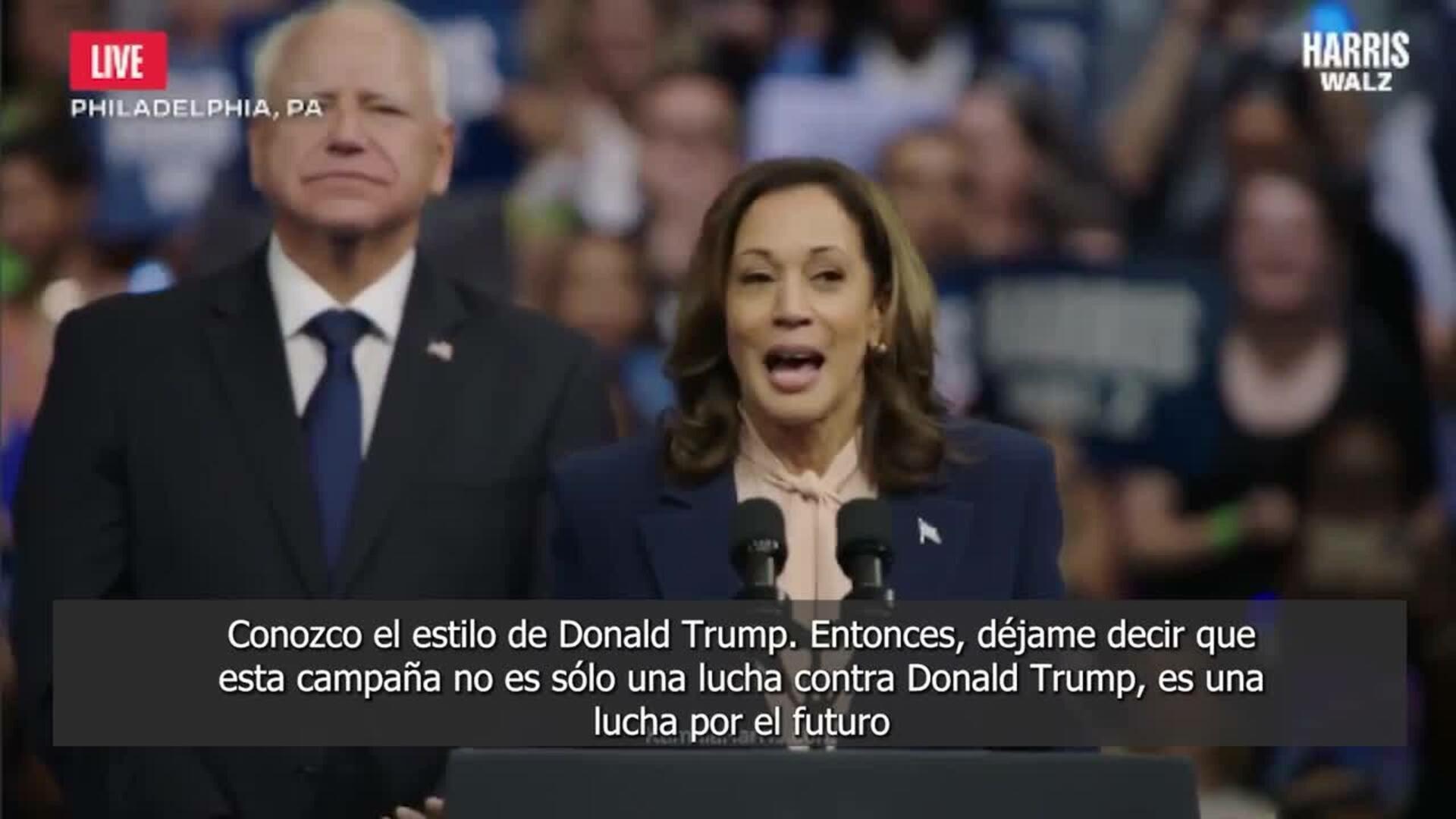 Kamala y Walz hacen su primera aparición conjunta en un mitin en Filadelfia
