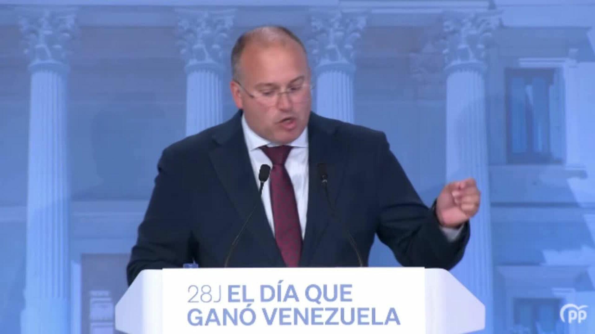 Tellado carga contra "el conchaveo" del Gobierno de Pedro Sánchez con el régimen de Maduro