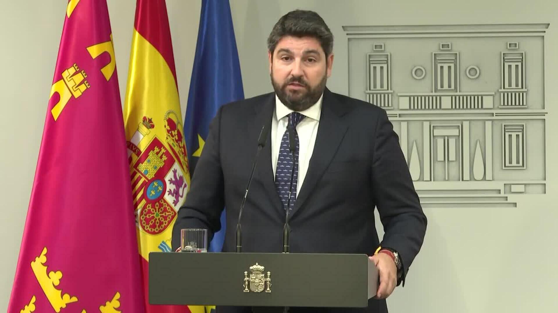 López Miras reclama a Sánchez un Pacto Nacional del Agua que aborde "todos los recursos"