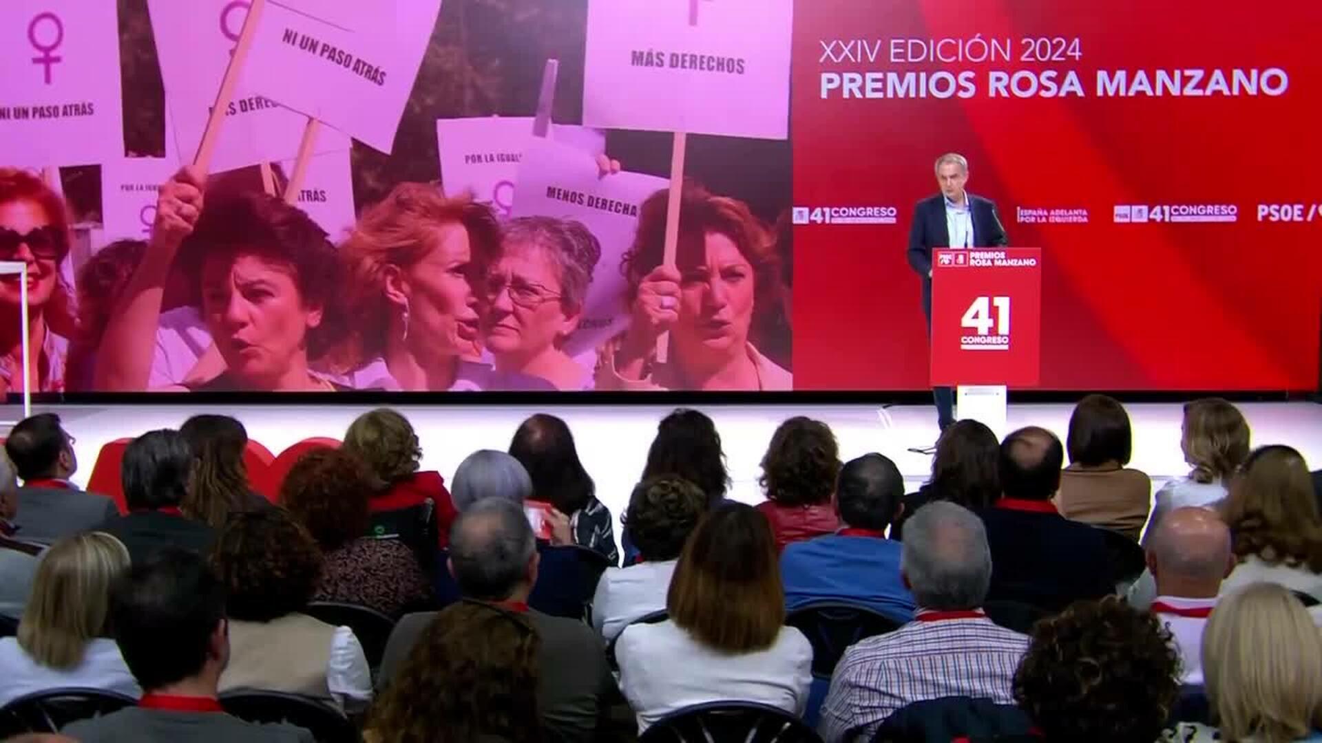 Zapatero sostiene que el feminismo "da sentido a las vidas y a la lucha"