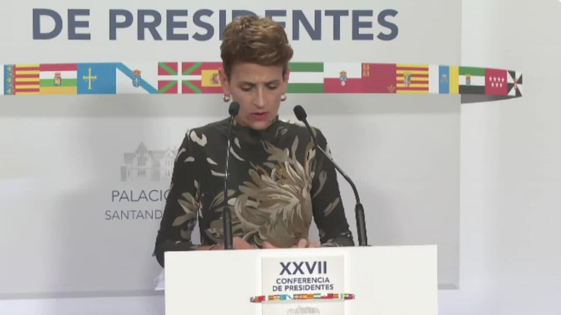 Chivite dice que Navarra "también tiene que salir beneficiada de la condonación de deuda"