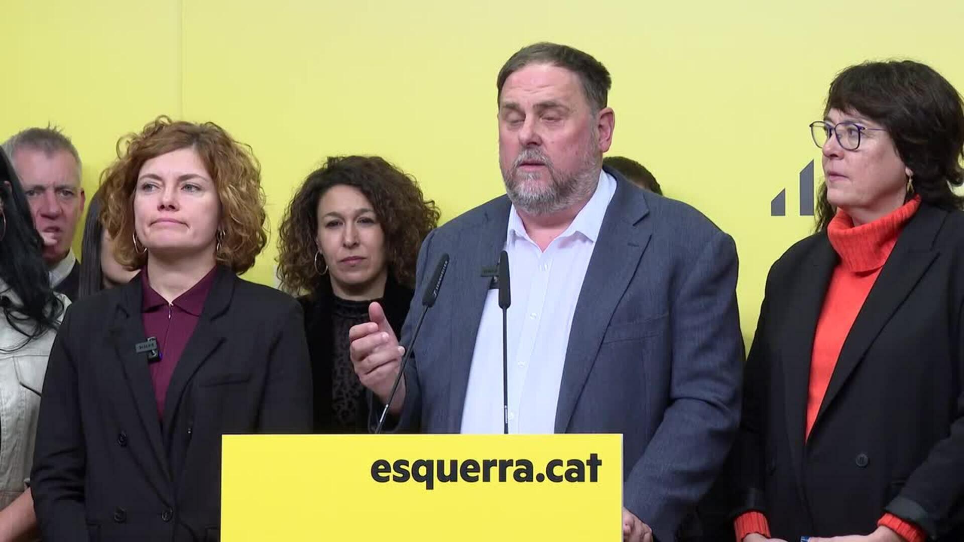 Junqueras ve "imposible" nuevos acuerdos con los socialistas si no cumplen sus compromisos