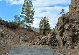 El Cabildo contrata por urgencia las obras para arreglar el derrumbe en la carretera entre Ayacata y Las Niñas