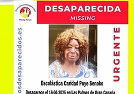 Desaparece Escolástica Caridad Puye Senoko en Las Palmas de Gran Canaria