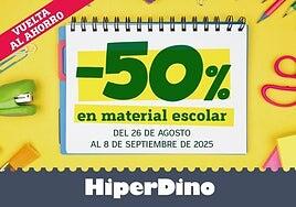 HiperDino arranca hoy su campaña especial de vuelta al cole con descuentos del 50% en cupones por la compra de material escolar