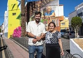 Agüimes inmortaliza a la vecina Carmen Tarajano en un mural que celebra la memoria del municipio