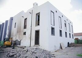 Las obras en la iglesia de Santa Lucía, con el 70% de micropilotes colocados