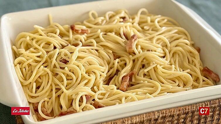 Auténtica carbonara solo con espaguetis al bronce La Isleña