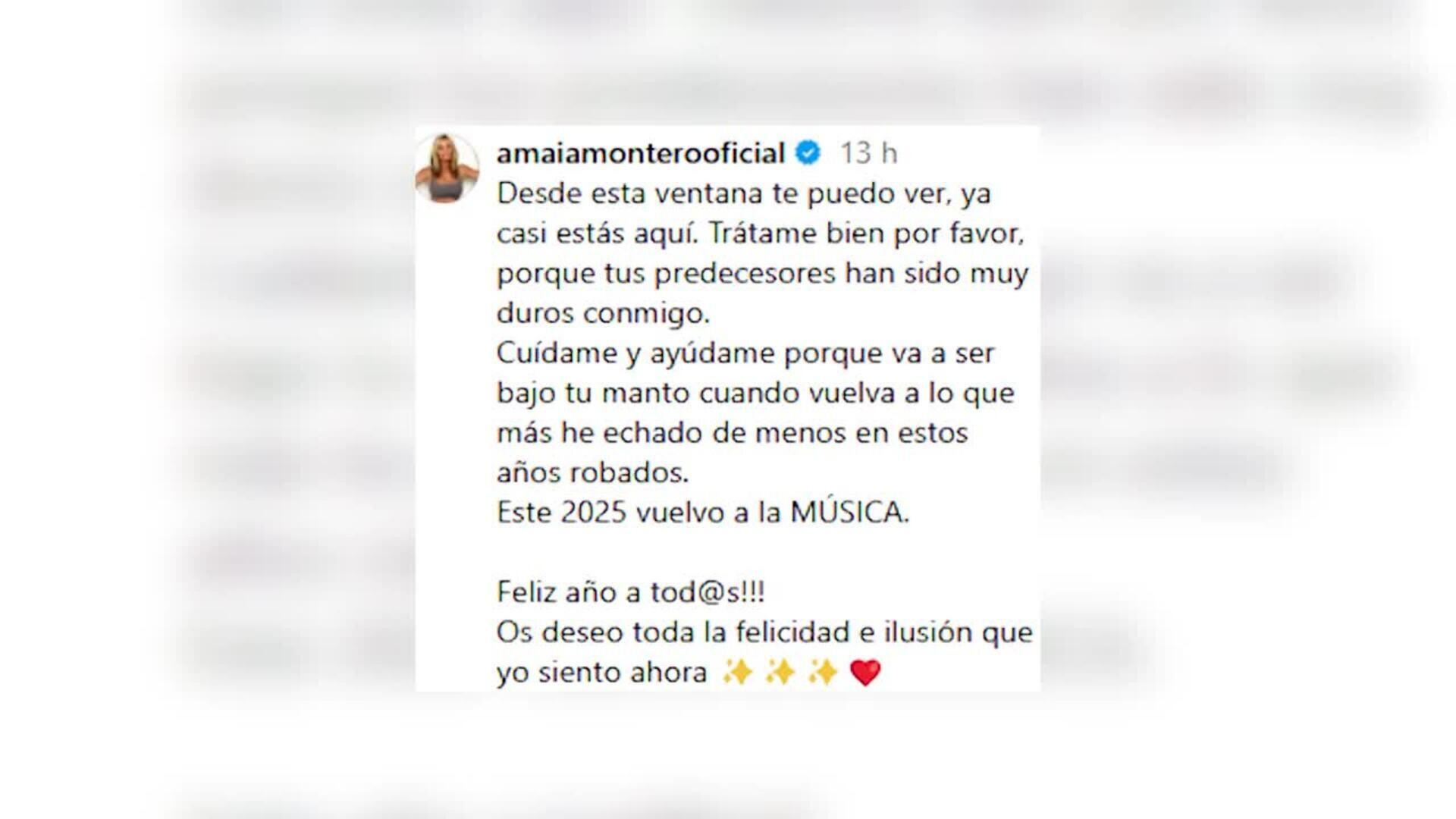 Amaia Montero anuncia que vuelve a la música en 2025