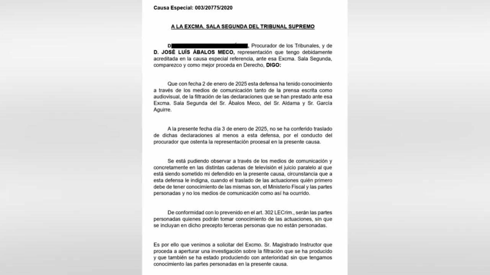 Ábalos pide al Supremo que investigue la filtración de su declaración
