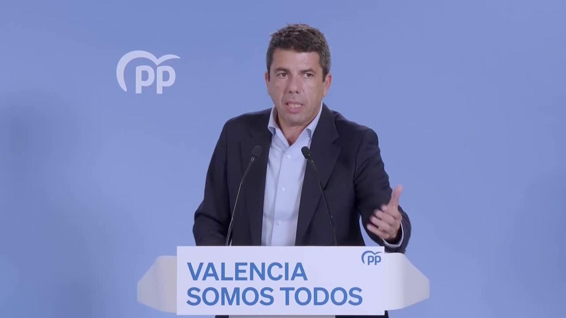 Mazón acusa al Gobierno y al PSOE de una cacería contra él