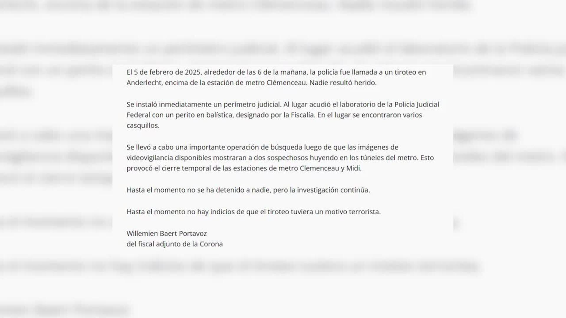 La Policía belga busca a dos sospechosos tras un tiroteo con fusiles en el metro de Bruselas