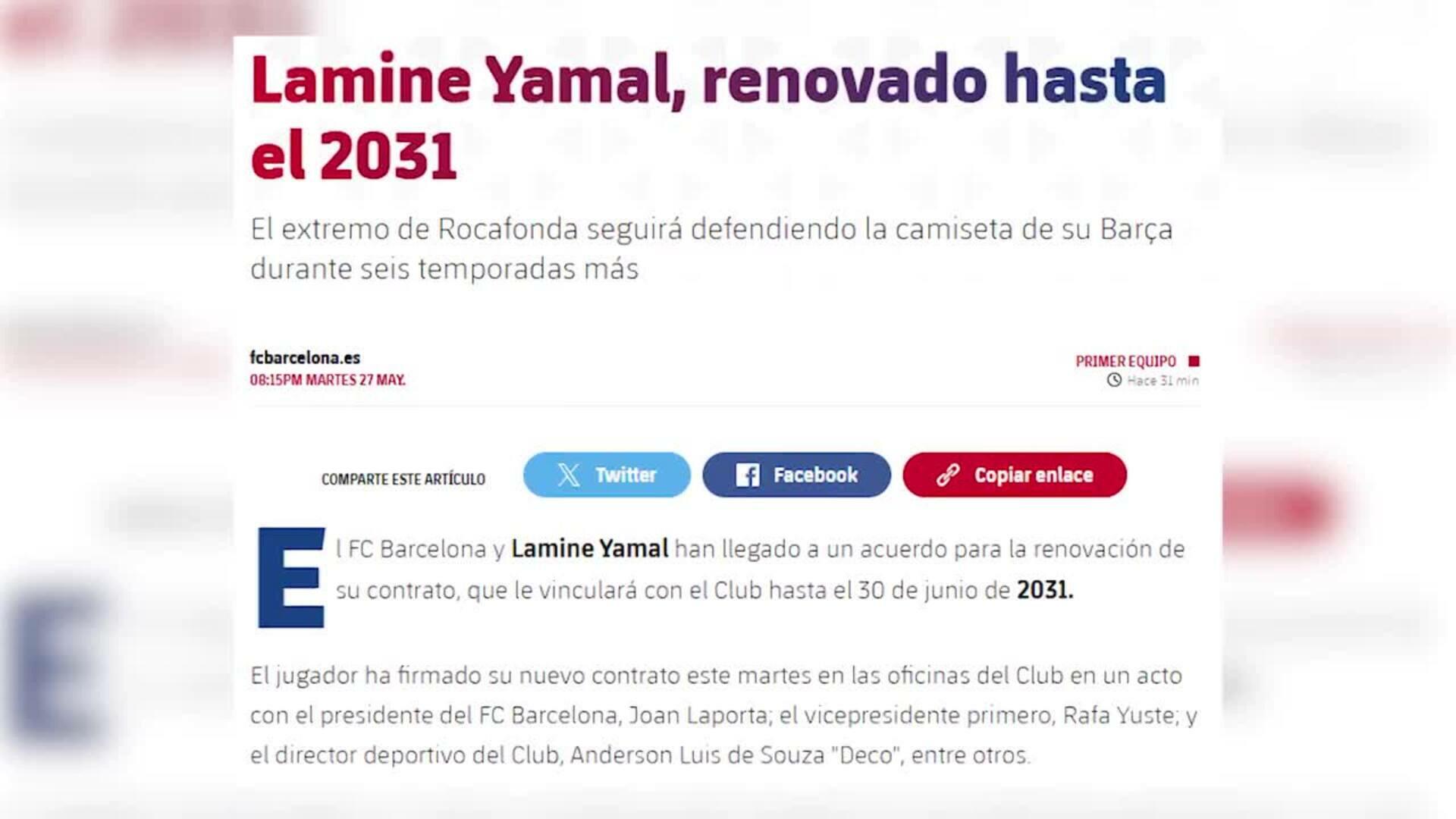 Lamine Yamal renueva con el FC Barcelona hasta 2031
