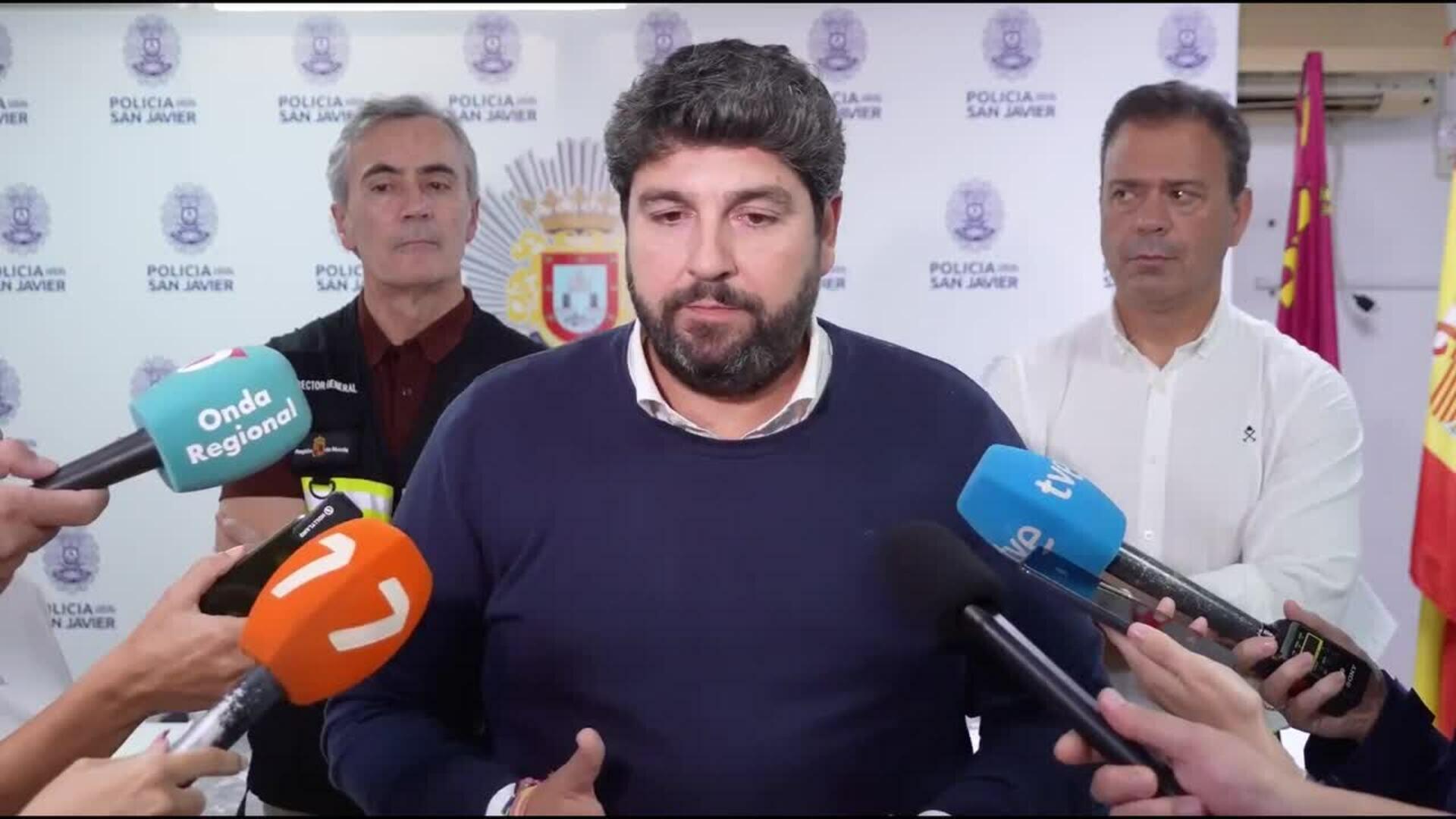 López Miras explica que las ramblas han arrojado hasta 100.000 litros por segundo