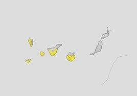 La Aemet pone a Canarias en aviso amarillo en cinco islas: «Muy fuertes»