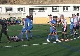 Patadas y puñetazos en una multitudinaria pelea entre juveniles en el fútbol base de Granada
