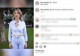 Yolanda Díaz renuncia a encabezar una candidatura de izquierdas en las próximas generales