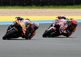 Pole de Di Giannantonio en Brasil con Márquez en primera fila pese una caída