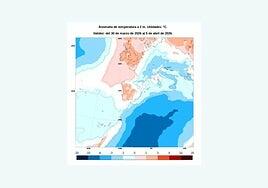 La Aemet publica un mapa que deja claro la anomalía que tendrá Canarias esta Semana Santa