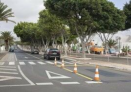 Las obras de pluviales en Naos afectan al tráfico en la Medular