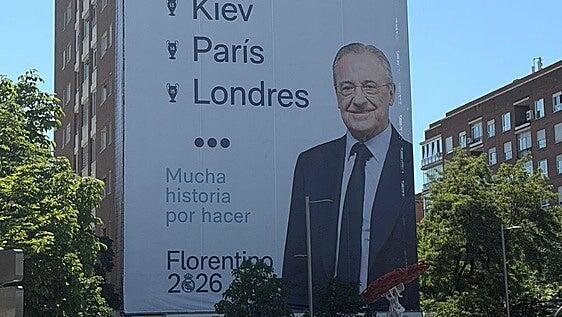 Florentino comienza su campaña con una lona gigante y Riquelme pide a los socios «que no tengan miedo»