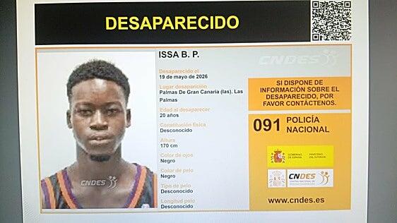 Se busca a Issa B.P., un joven de 20 años desaparecido en Las Palmas de Gran Canaria