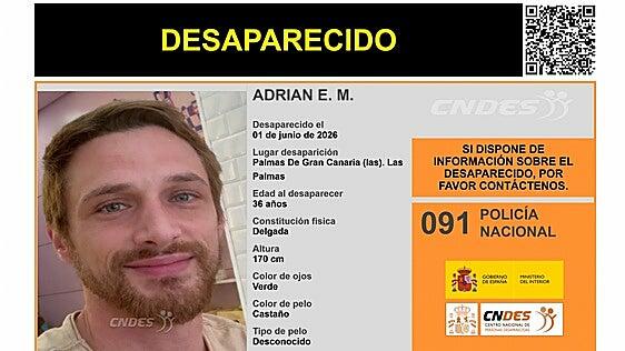 Se busca a Adrián E.M., un hombre de 36 años desaparecido en Las Palmas de Gran Canaria