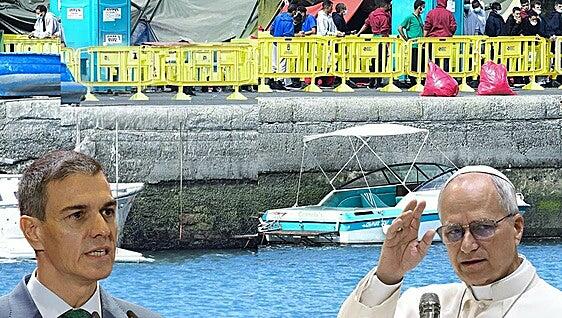 El papa León XIV consigue traer a Pedro Sánchez a Arguineguín y acercarlo al drama migratorio