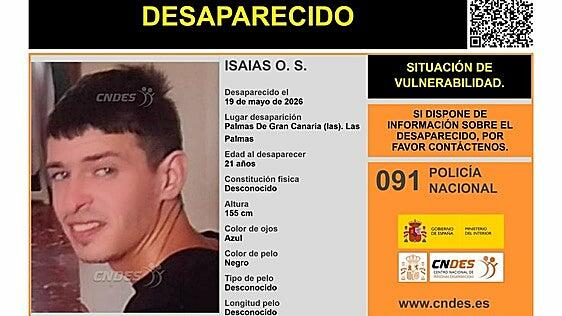 Se busca a Isaias O.S., un joven de 19 años desaparecido en Las Palmas de Gran Canaria