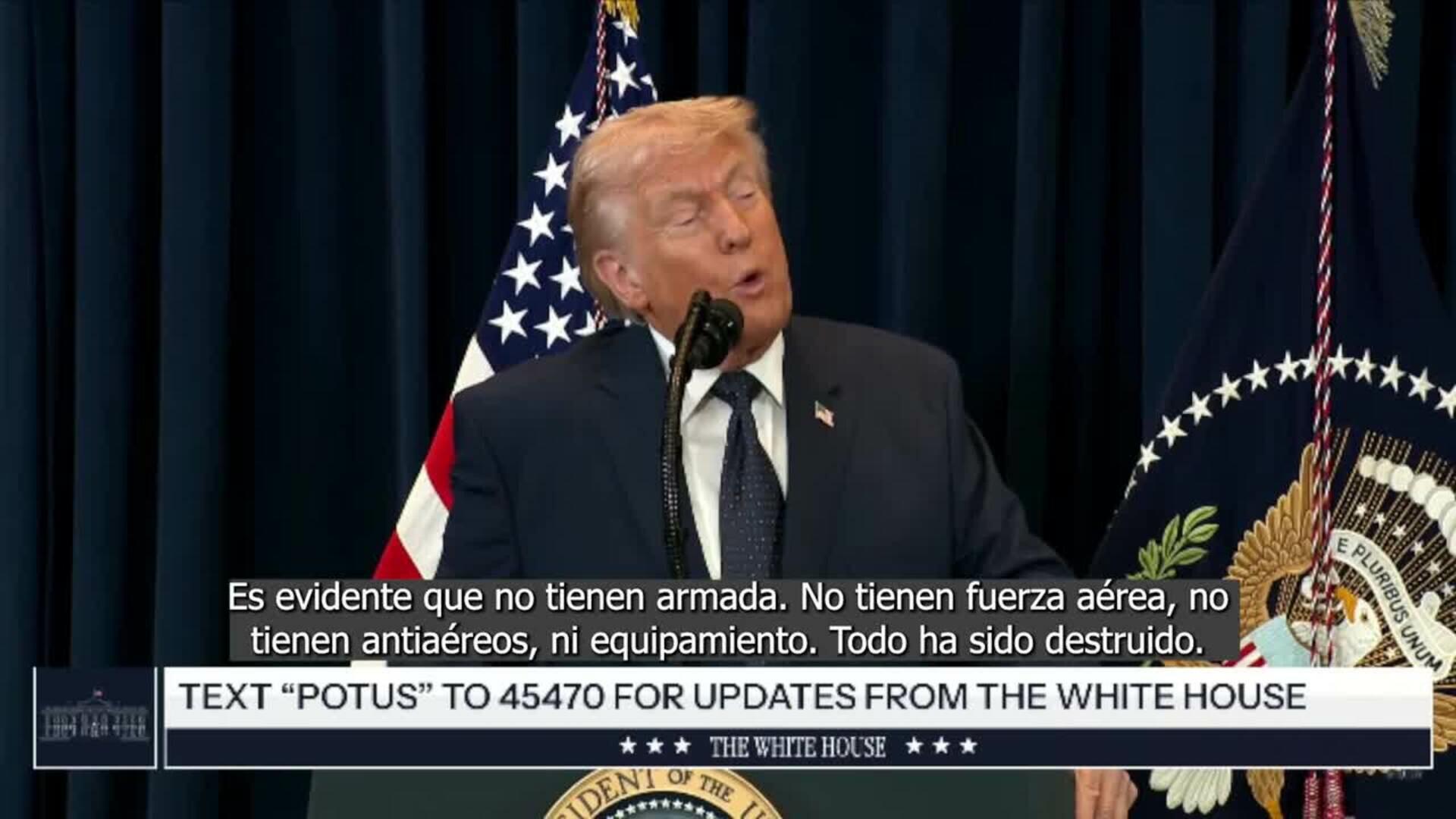 Trump asegura que terminará de atacar Irán "cuando no tenga capacidad para desarrollar armas"