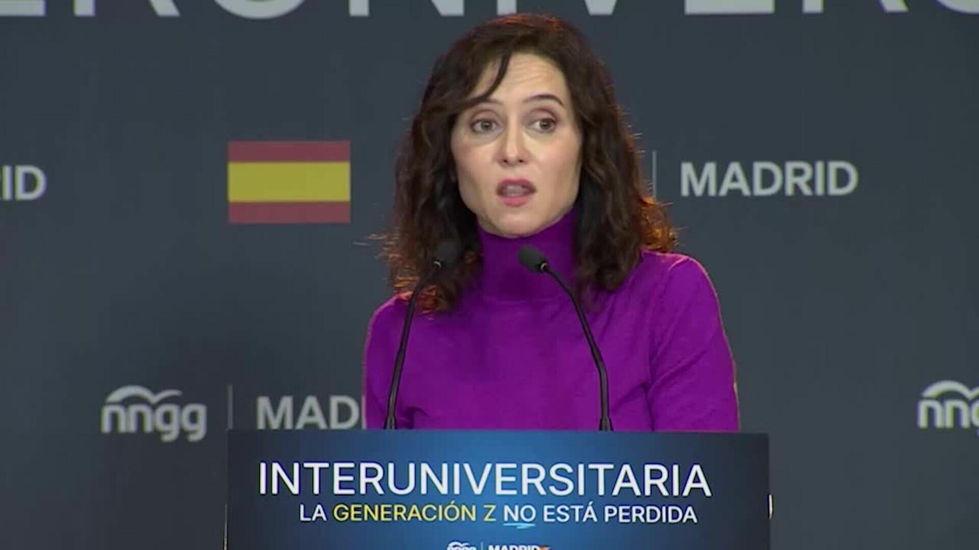 Ayuso carga contra la "politización y el control ideológico" de las universidades públicas