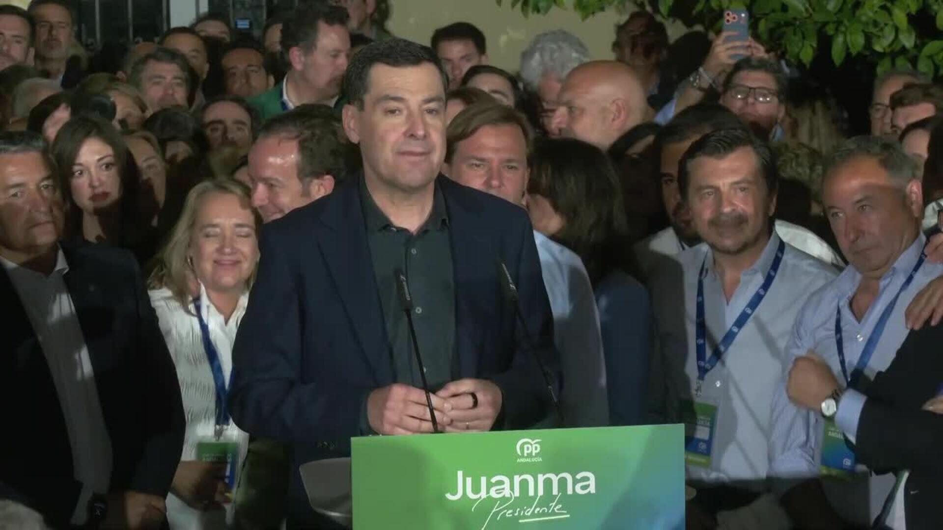Moreno promete dar "cuatro años más de estabilidad" tras un resultado "sobresaliente"