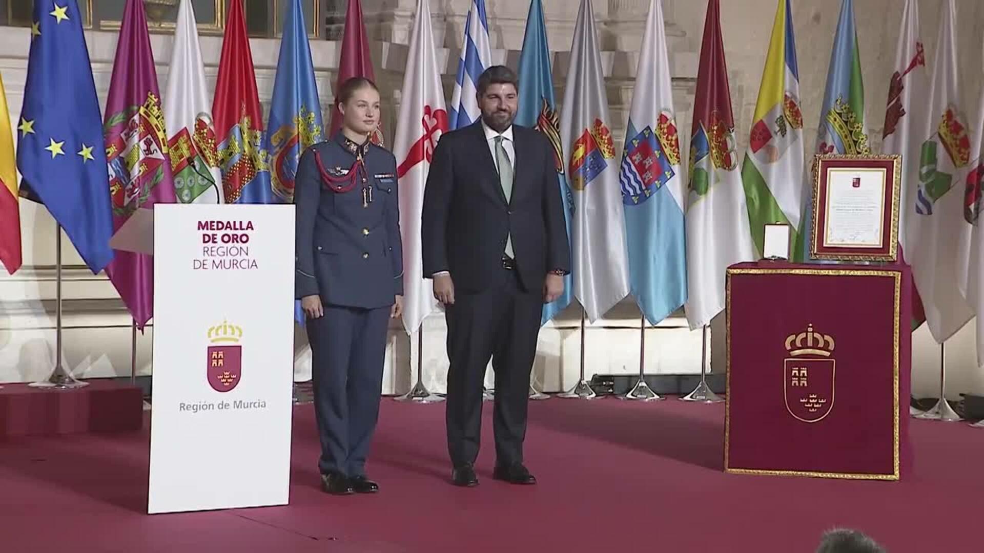La Princesa de Asturias recibe la Medalla de Oro de la Asamblea Regional de Murcia