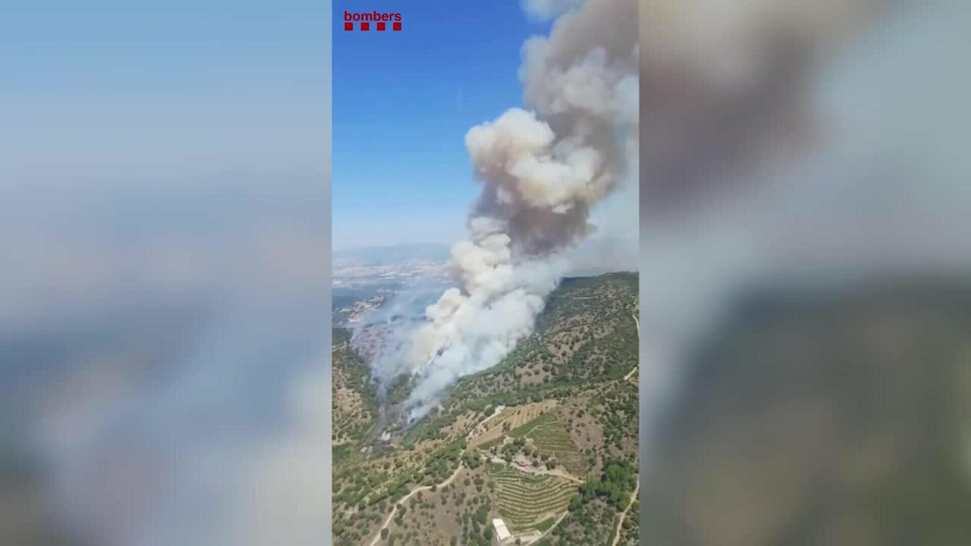 Confinados 4 municipios por el incendio forestal entre Tiana y Montgat (Barcelona)