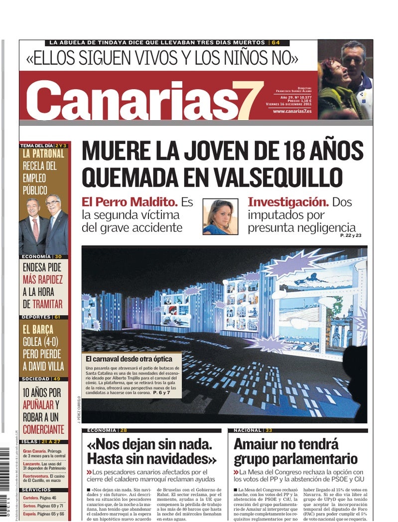 Portada Canarias7 16-12-2011