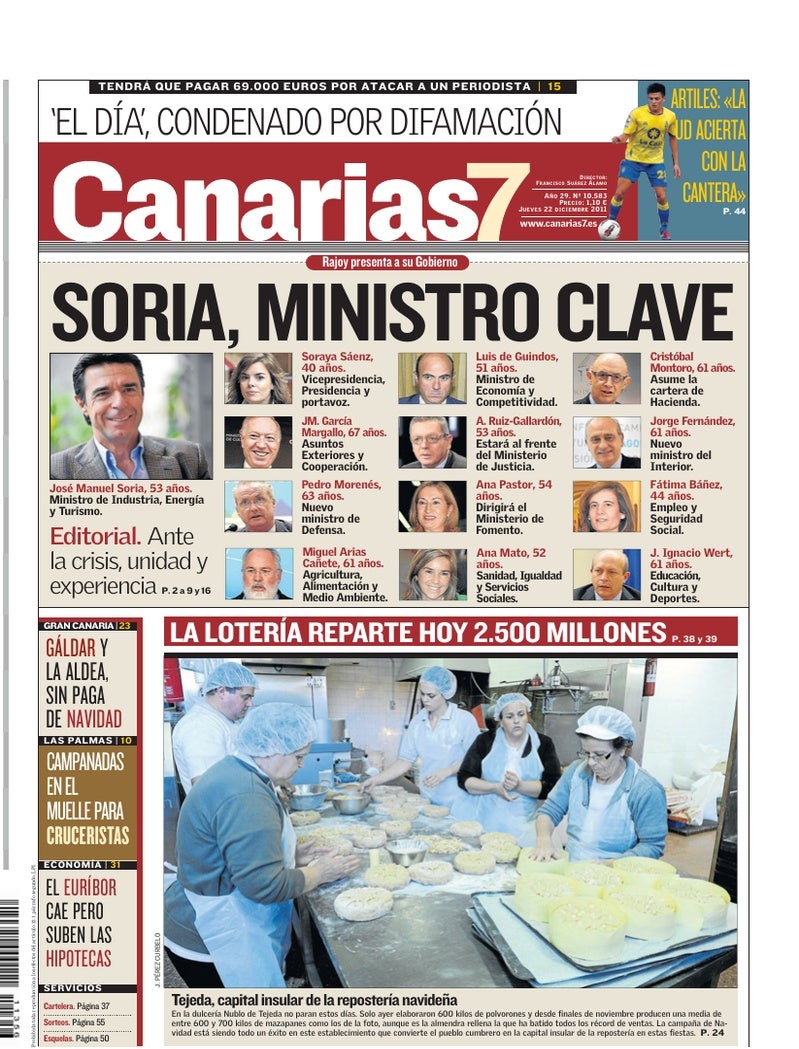 Portada Canarias7 22-12-2011