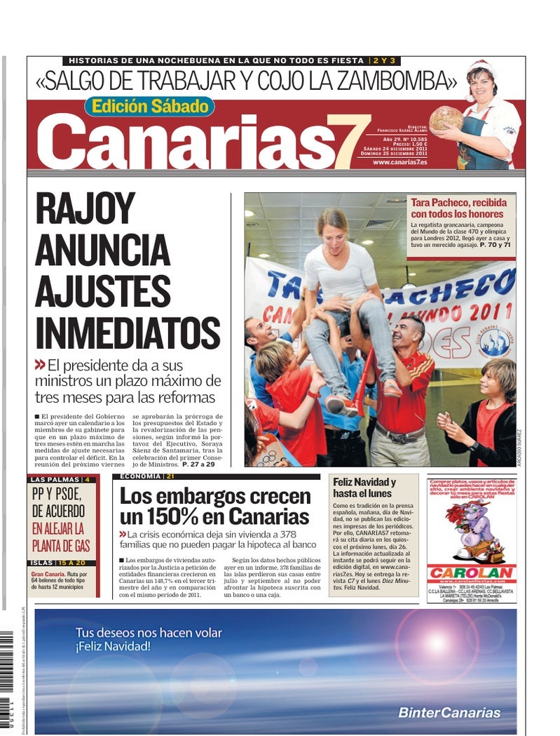 Portada Canarias7 24-12-2011