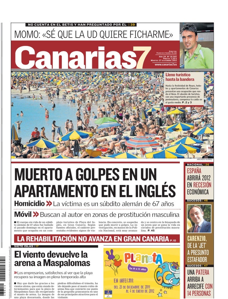 Portada Canarias7 27-12-2011