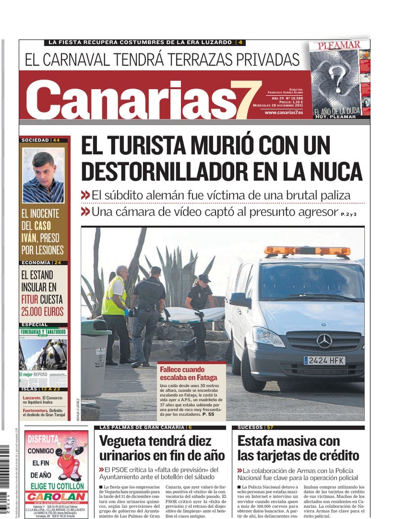 Portada Canarias7 28-12-2011