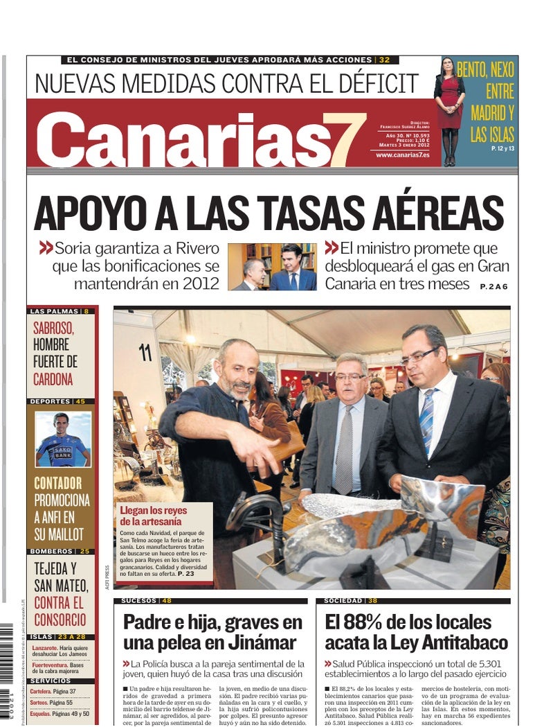 Portada Canarias7 03-01-2012