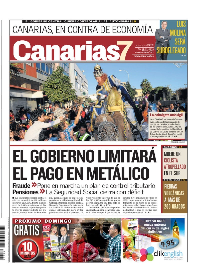 Portada Canarias7 06-01-2012